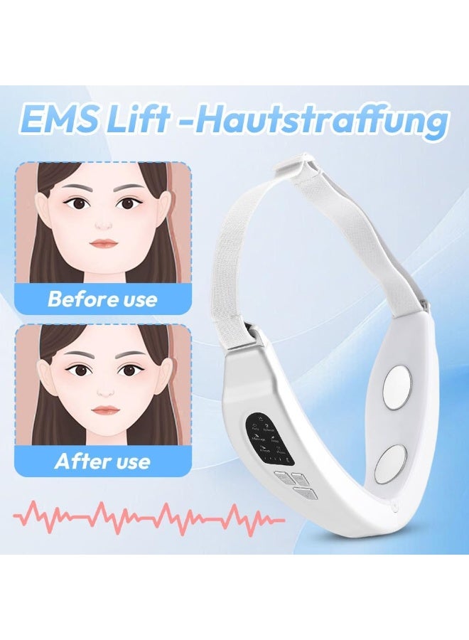 جهاز مساج كهربائي للوجه بشكل V – شد الوجه بالـ EMS، 18 مستوى شدة، 6 أوضاع EMS، 5 أضواء LED، تحديد الفك وتنشيط عضلات الوجه مع ريموت - Image 4